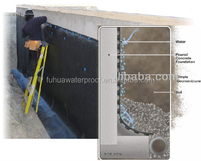Draingae System HDPE Plastic Dimple Sheet 10cm 20cm Roof Dimple Mat 30m Length 20cm Width 10cm Height 3