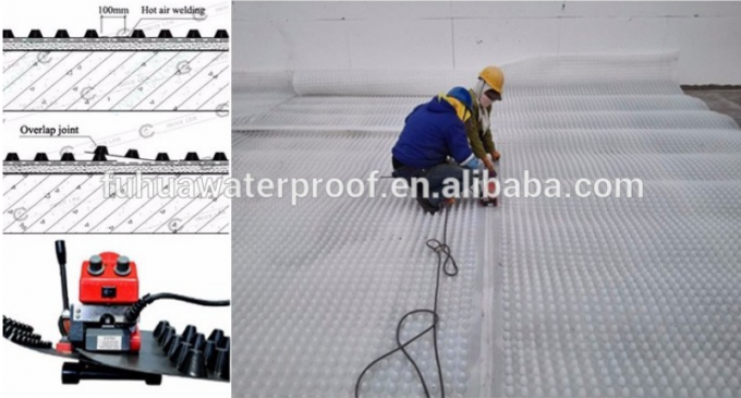 12MM Dimple HDPE Plastic Drainage Board 15m Length Life Time of More Than 50 Years for Roof Garden Parking Water Storage 5