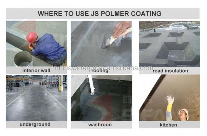 JS FJS Polymer Modified Cementitious Waterproof Coating 98% Spray Rate 1 Year Shelf Life 4